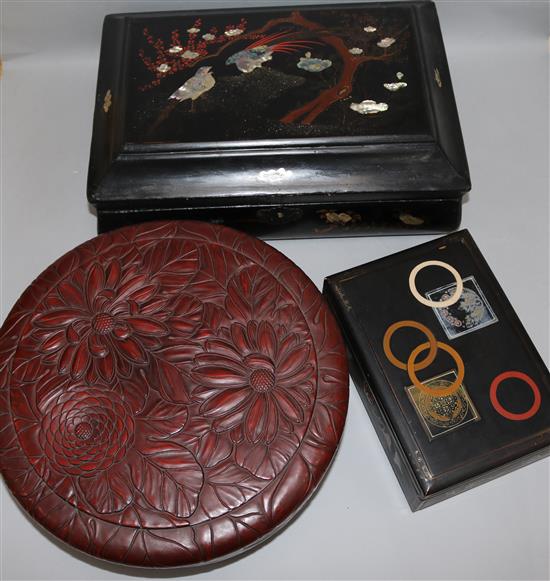 Three lacquer boxes